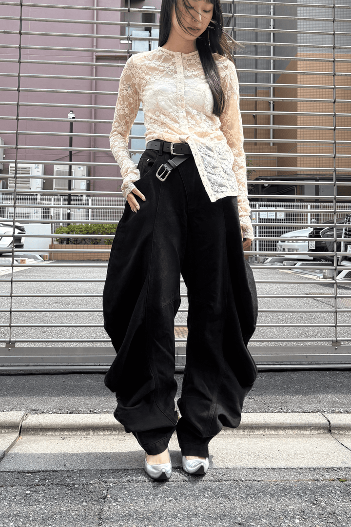 LIQUID DENIM PANTS BLACK
