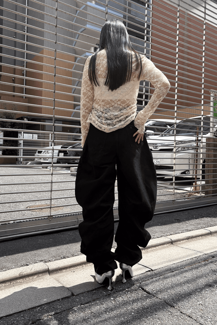 LIQUID DENIM PANTS BLACK