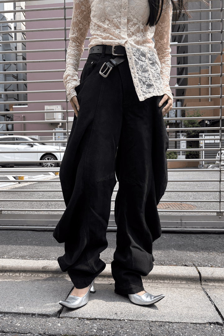LIQUID DENIM PANTS BLACK