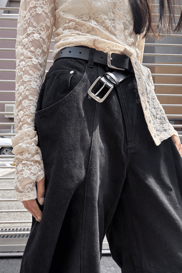 LIQUID DENIM PANTS BLACK