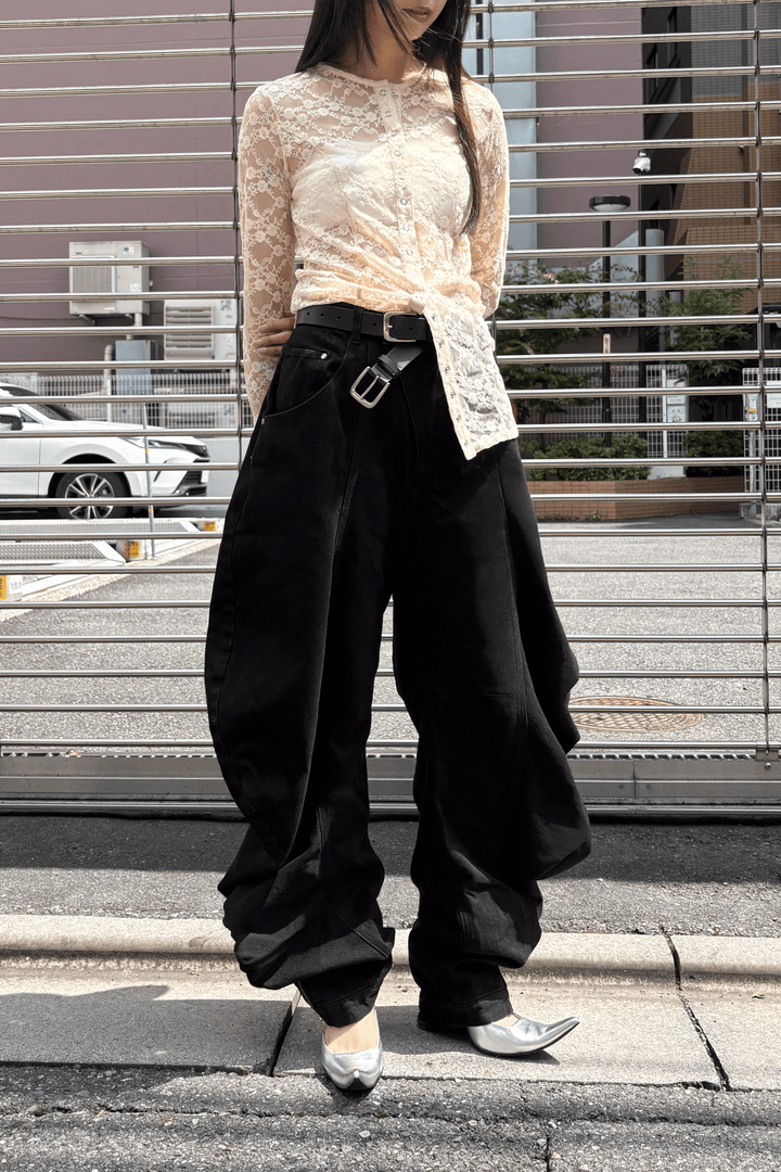 LIQUID DENIM PANTS BLACK